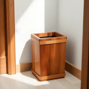 Drewniany kosz na śmieci do łazienki