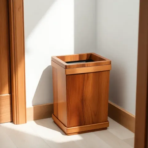 Drewniany kosz na śmieci do łazienki