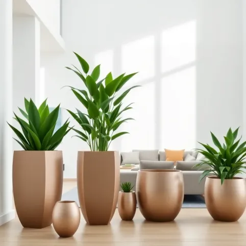 Duże nowoczesne donice do salonu