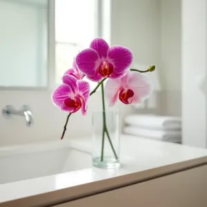 Duży sztuczny kwiat do łazienki