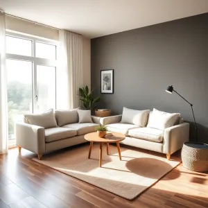 Dwie kanapy w małym salonie