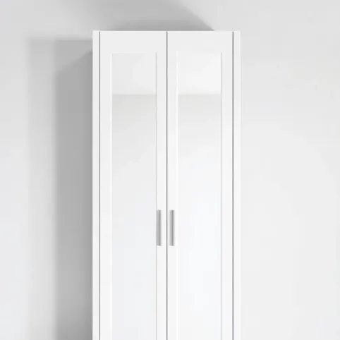 Garderoba do przedpokoju biała z lustrem