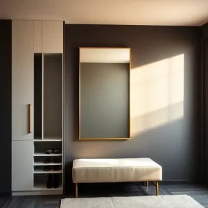 Garderoba do przedpokoju z lustrem i siedziskiem