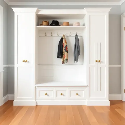 Garderoba do przedpokoju z siedziskiem biała