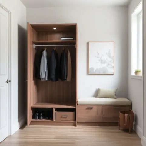 Garderoba do przedpokoju z szafą i siedziskiem