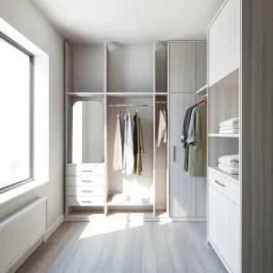 Garderoba w pokoju z oknem