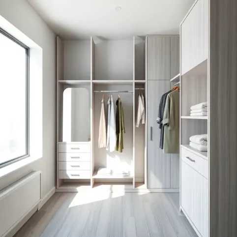 Garderoba w pokoju z oknem