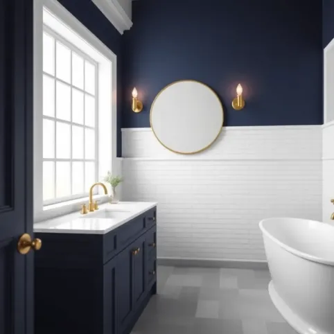 Granatowa łazienka inspiracje