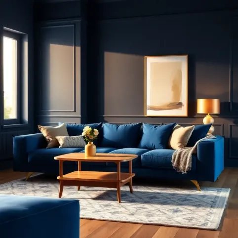 Granatowy salon inspiracje