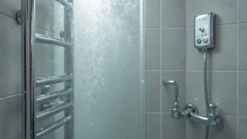 Grzejnik w kabinie prysznicowej