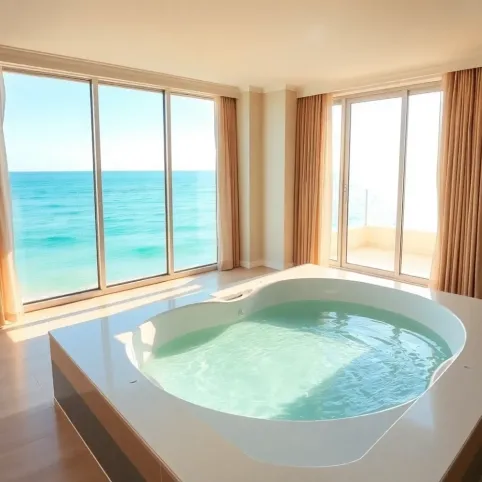 Hotel z jacuzzi w pokoju nad morzem
