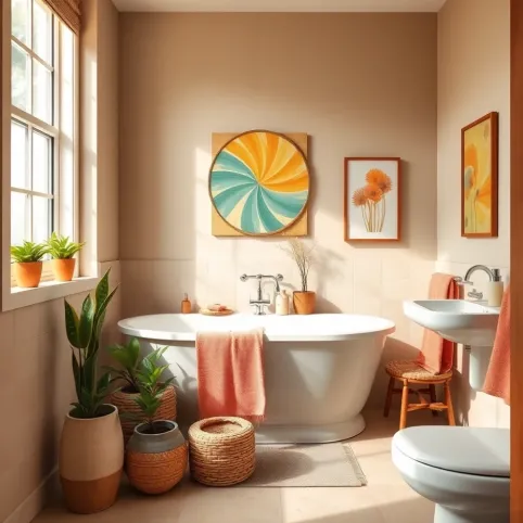 jak ożywić beżowo brązową łazienkę