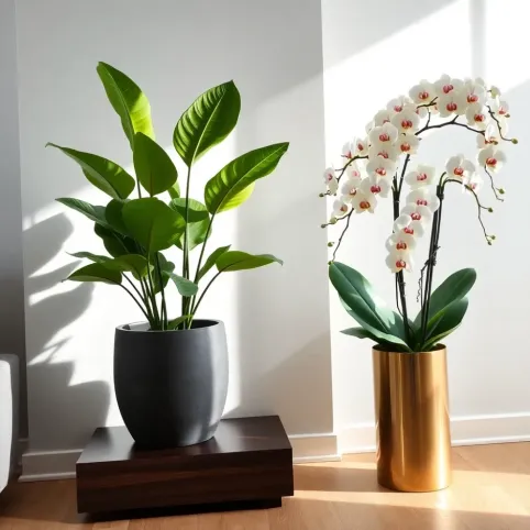 Kompozycje kwiatowe w donicach do salonu