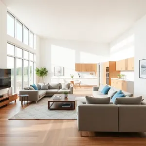 Kwadratowy salon z aneksem