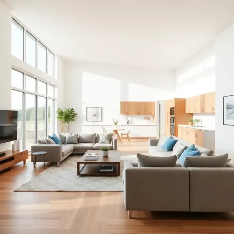 Kwadratowy salon z aneksem