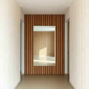 Lamele w przedpokoju z lustrem