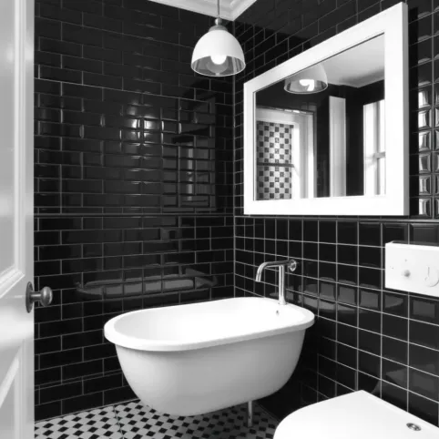 łazienka czarnobiała inspiracje
