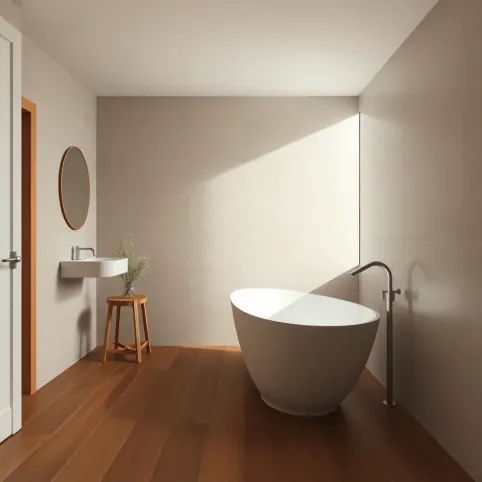 Łazienka z drewnianą podłogą inspiracje