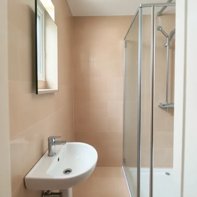 Mała beżowa łazienka