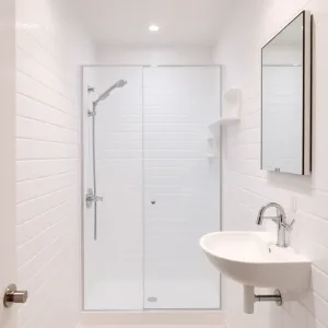 Mała biała łazienka z prysznicem