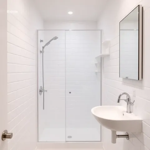 Mała biała łazienka z prysznicem