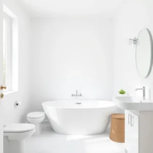 Małą biała łazienka z wanną