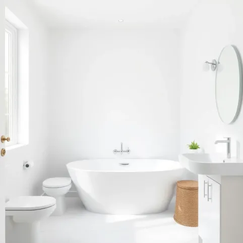 Małą biała łazienka z wanną