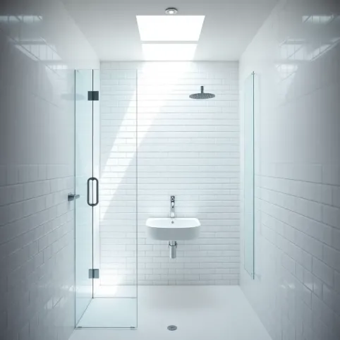 Mała jasna łazienka z prysznicem