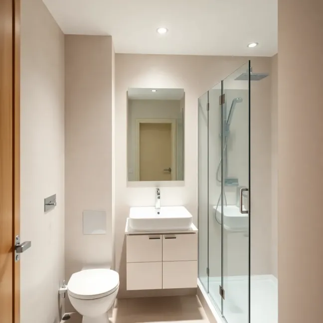 Mała łazienka bez okna z prysznicem