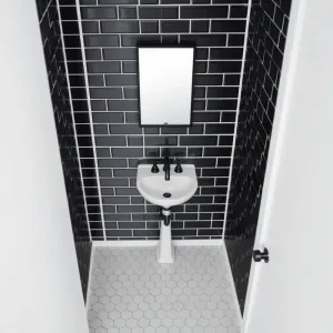 Mała łazienka biało czarna