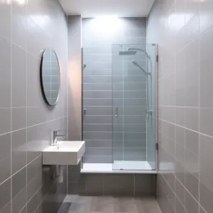 mała łazienka biało szara