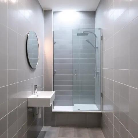 mała łazienka biało szara