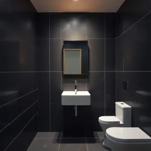 Mała łazienka ciemne płytki