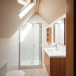 Mała łazienka na poddaszu z prysznicem