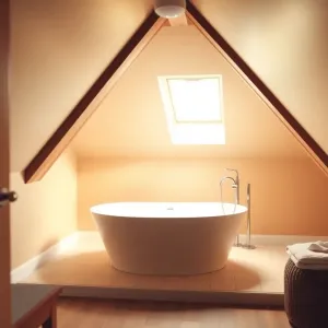 Mała łazienka na poddaszu z wanną