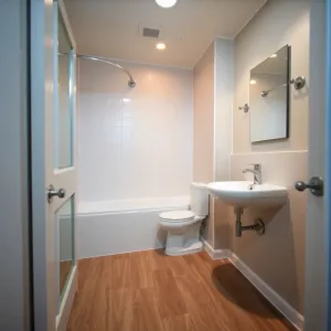 Mała łazienka płytki drewnopodobne