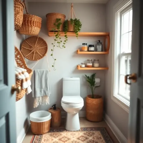 Mała łazienka w stylu boho