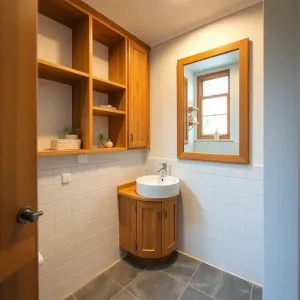 Mała łazienka z drewnem