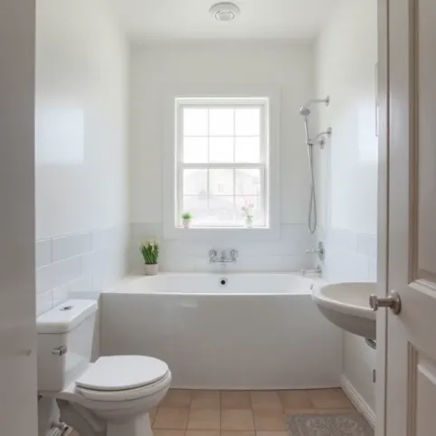 Mała łazienka z oknem i wanną