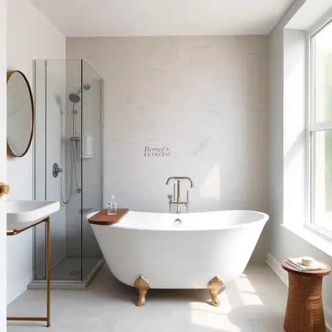 Mała łazienka z wanną wolnostojącą i prysznicem