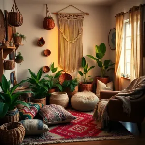 Mały salon w stylu boho
