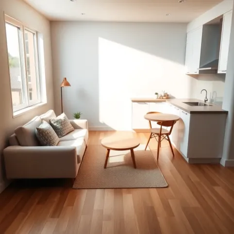 Mały salon z aneksem kuchennym inspiracje