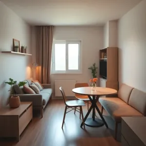 Mały salon z jadalnią w bloku