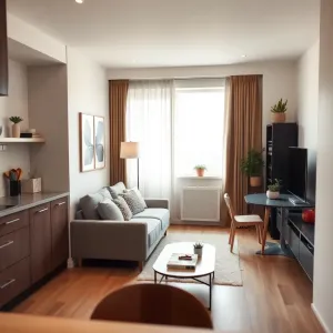 Mały salon z kuchnią aranżacje