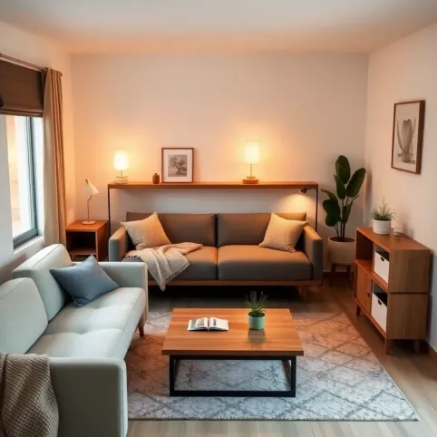 Mały salon z sypialnią