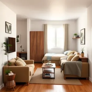 Mały salon z sypialnią w jednym