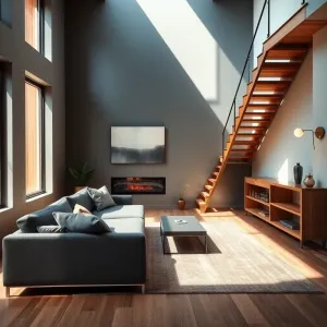 Mały salon ze schodami