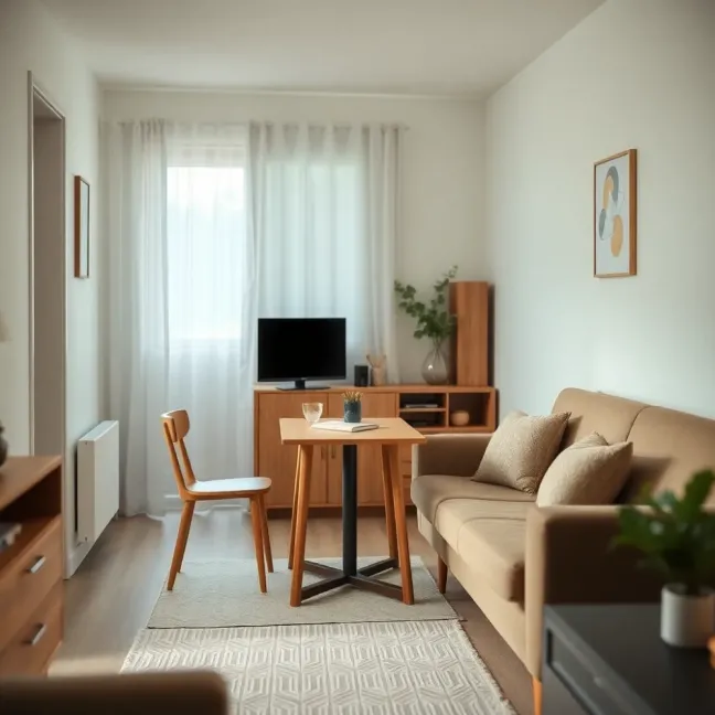 Mały salon ze stołem