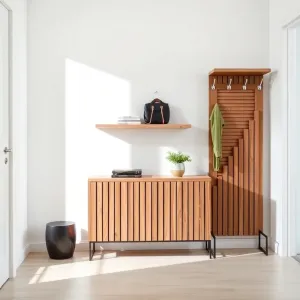 Meble do przedpokoju z lamelami