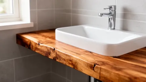 montaż blatu drewnianego pod umywalkę